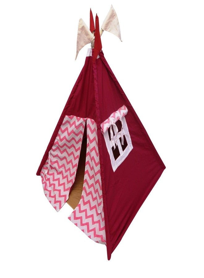 CREATIVE TEXTILES Tent House for Kids Lightweight Folding Camping Kids Children's Indoor Outdoor Pop Up Teepee Play Tent House Toy for 3 to 10 Year Kids Colour : Red with Pink - Image 2